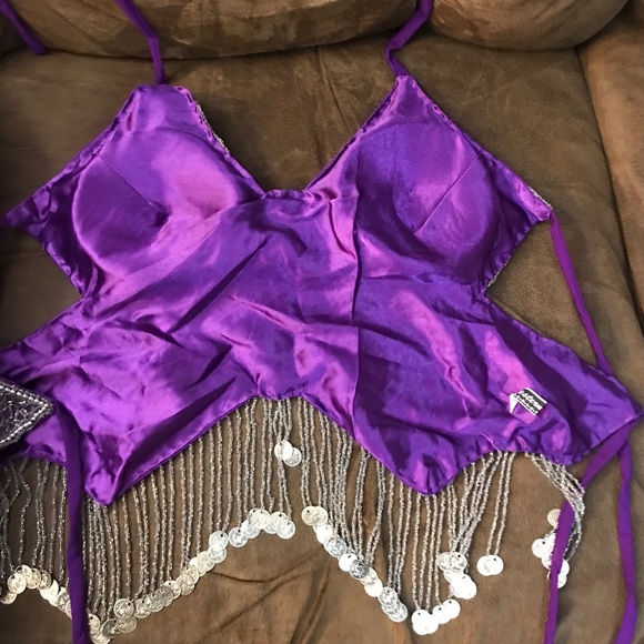 Beaded halter top purple, burlesque, belly dance, costume, decorated - Picture 3 of 5